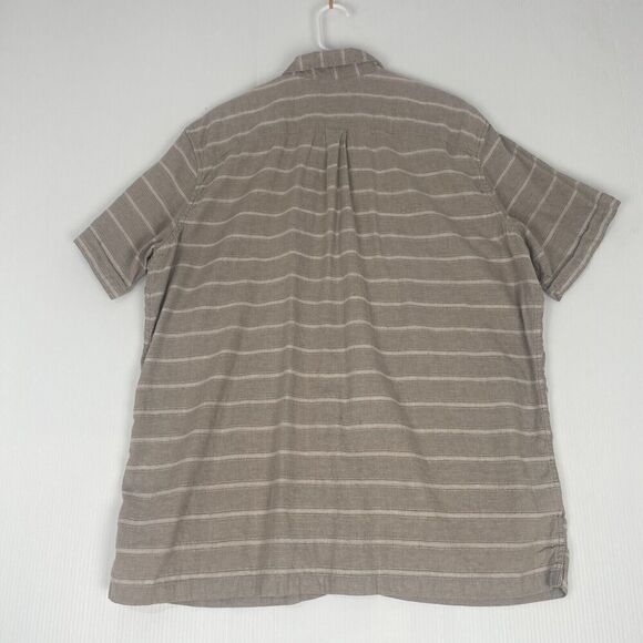 Eddie Bauer Shirt Mens Size XL Beige White Striped Linen Blend Button Up Outdoor - Picture 3 of 16